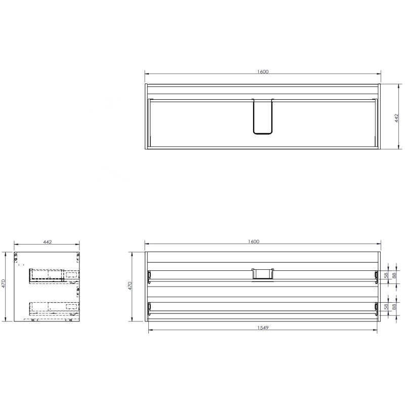 Mexen Rivel vonios spintelė su praustuvo spintele, 160 cm, 2 stalčiai, rifliuota, ąžuolo - 91A20-16047-2-BFF81