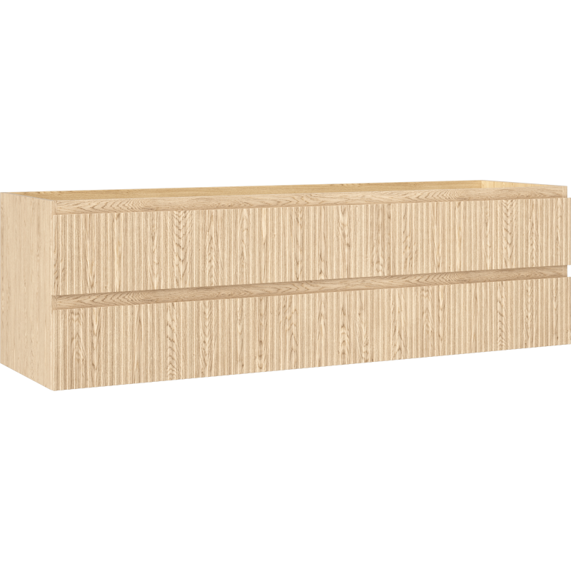 Mexen Rivel vonios spintelė su praustuvo spintele, 160 cm, 2 stalčiai, rifliuota, ąžuolo - 91A20-16047-2-BFF81