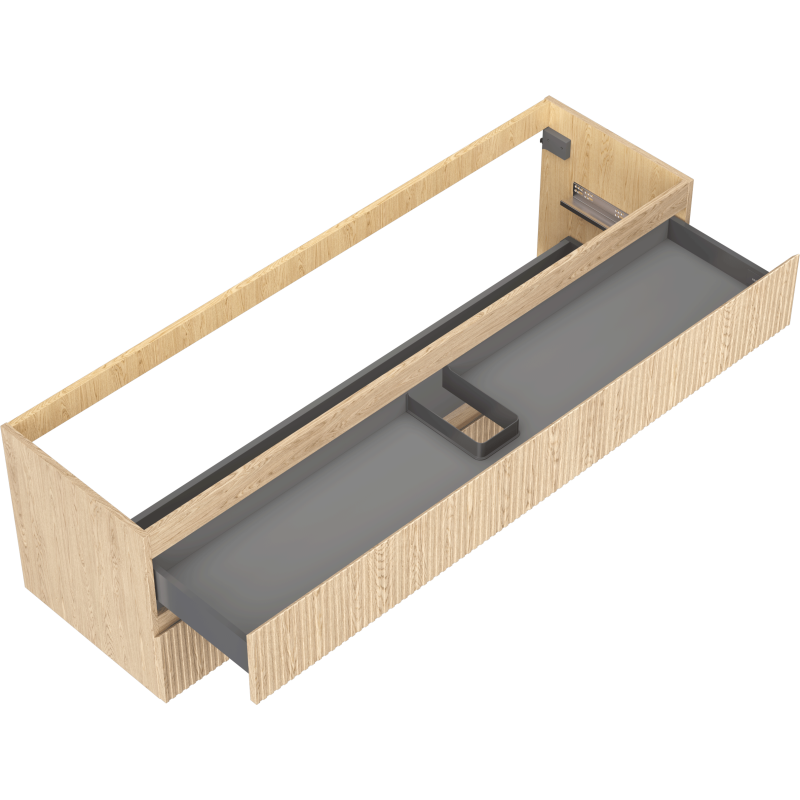 Mexen Rivel vonios spintelė su praustuvo spintele, 160 cm, 2 stalčiai, rifliuota, ąžuolo - 91A20-16047-2-BFF81