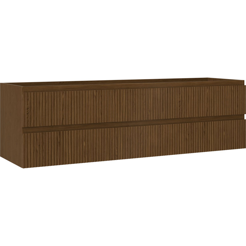 Mexen Rivel vonios kambario spintelė po praustuvu 160 cm, 2 stalčiai, rifliuota, riešutas - 91A20-16047-2-BFF86