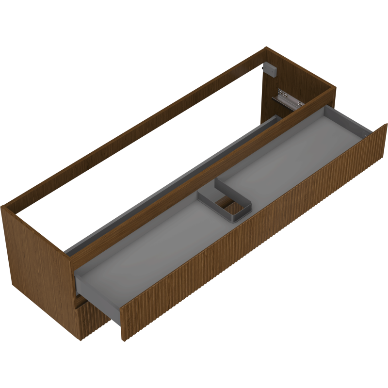 Mexen Rivel vonios kambario spintelė po praustuvu 160 cm, 2 stalčiai, rifliuota, riešutas - 91A20-16047-2-BFF86