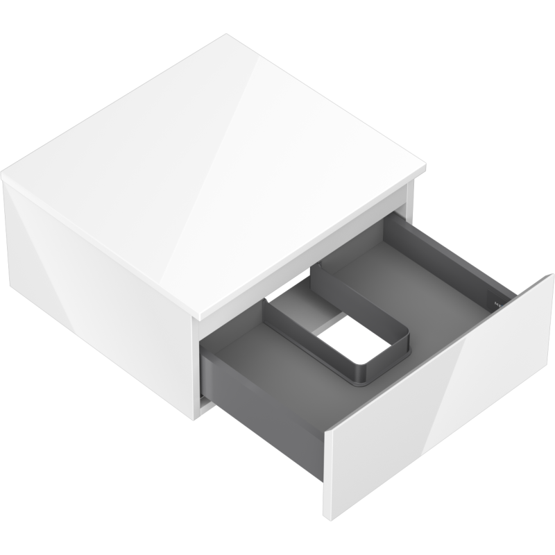 Mexen Orio vonios kambario spintelė 50 cm su stalviršiu, 1 stalčius, balta blizgi - 91A10-05023-1-BFC00