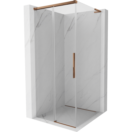 Mexen Rox L slankiojamoji dušo kabina 90 x 90 cm, permatoma, rožinis auksas - 8C2L-090-090-60-00