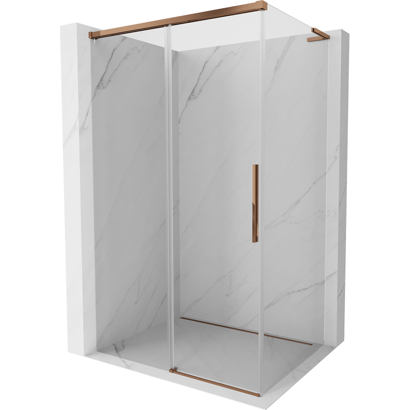 Mexen Rox L stumdomos dušo durys 100 x 120 cm, permatomos, rožinis auksas - 8C2L-100-120-60-00