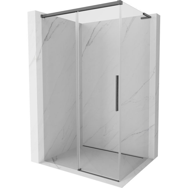 Mexen Rox L slankiojanti dušo kabina 100 x 80 cm, skaidri, šlifuota ginkluota pilka spalva - 8C2L-100-080-66-00