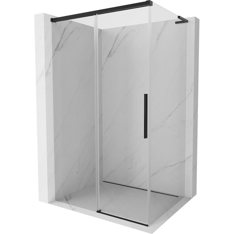 Mexen Rox L slankiojančios dušo durys 100 x 80 cm, skaidrios, juodos - 8C2L-100-080-70-00