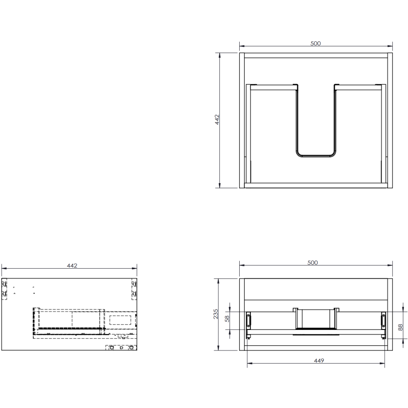 Mexen Orio vonios spintelė po praustuvu 50 cm su stalviršiu, 1 stalčius, grafitas matinis - 91A10-05023-1-BFC66