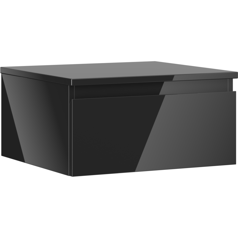 Mexen Orio vonios spintelė po praustuvu 50 cm su stalviršiu, 1 stalčius, juodas blizgesys - 91A10-05023-1-BFC70