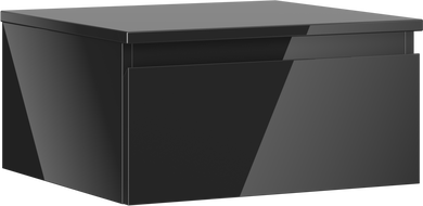 Mexen Orio vonios spintelė po praustuvu 50 cm su stalviršiu, 1 stalčius, juodas blizgesys - 91A10-05023-1-BFC70