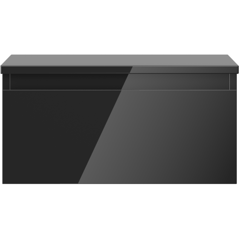 Mexen Orio vonios spintelė po praustuvu 50 cm su stalviršiu, 1 stalčius, juodas blizgesys - 91A10-05023-1-BFC70