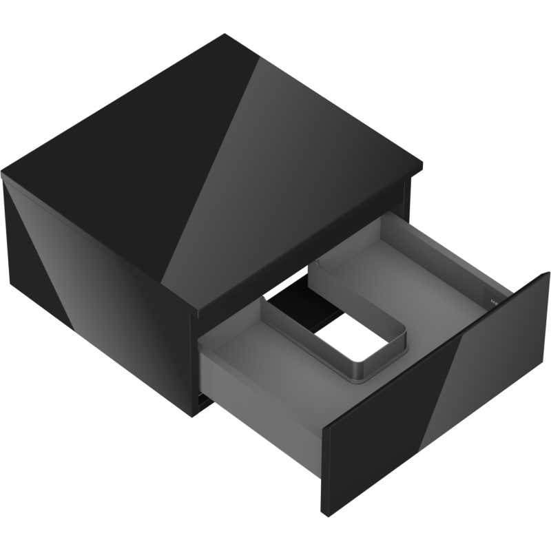 Mexen Orio vonios spintelė po praustuvu 50 cm su stalviršiu, 1 stalčius, juodas blizgesys - 91A10-05023-1-BFC70