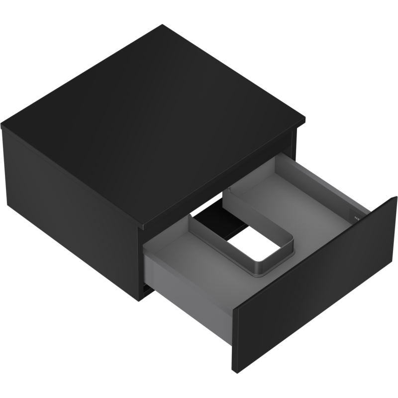 Mexen Orio vonios kambario spintelė po praustuvu 50 cm su stalviršiu, 1 stalčius, juoda mat - 91A10-05023-1-BFC71