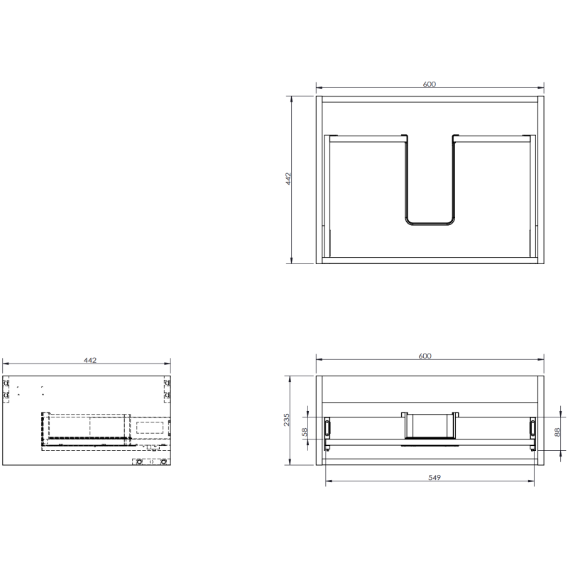 Mexen Orio vonios kambario spintelė po kriaukle 60 cm su stalviršiu, 1 stalčius, blizgi balta - 91A10-06023-1-BFC00