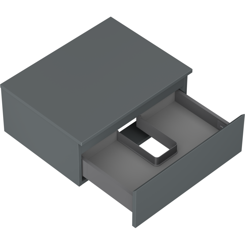 Mexen Orio vonios kambario spintelė po kriaukle 60 cm su stalviršiu, 1 stalčius, matinė grafito spalva - 91A10-06023-1-BFC66