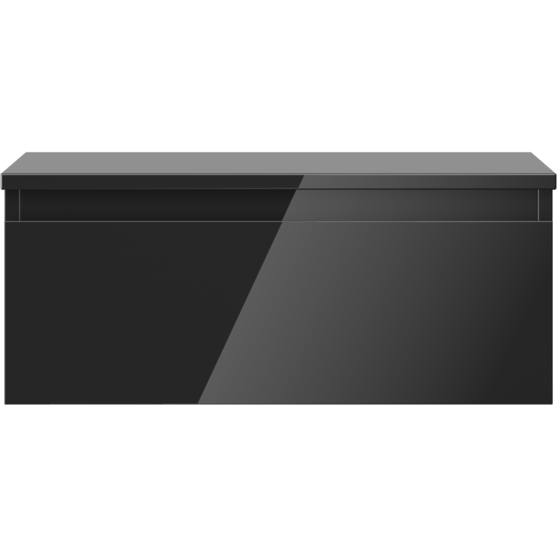 Mexen Orio vonios spintele po praustuvu 60 cm su stalviršiu, 1 stalčius, juodas blizgus - 91A10-06023-1-BFC70
