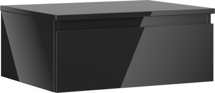 Mexen Orio vonios spintele po praustuvu 60 cm su stalviršiu, 1 stalčius, juodas blizgus - 91A10-06023-1-BFC70