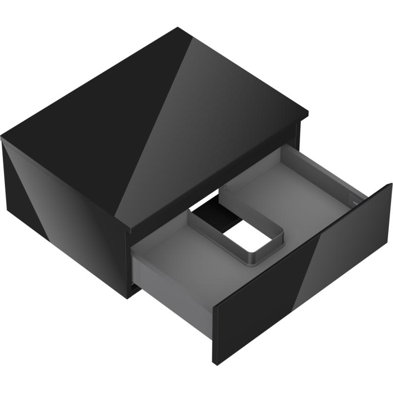 Mexen Orio vonios spintele po praustuvu 60 cm su stalviršiu, 1 stalčius, juodas blizgus - 91A10-06023-1-BFC70