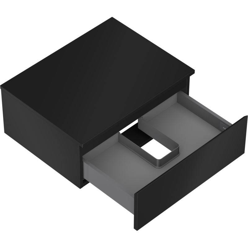 Mexen Orio vonios spintelė po praustuvu 60 cm su stalviršiu, 1 stalčius, juodas matinis - 91A10-06023-1-BFC71