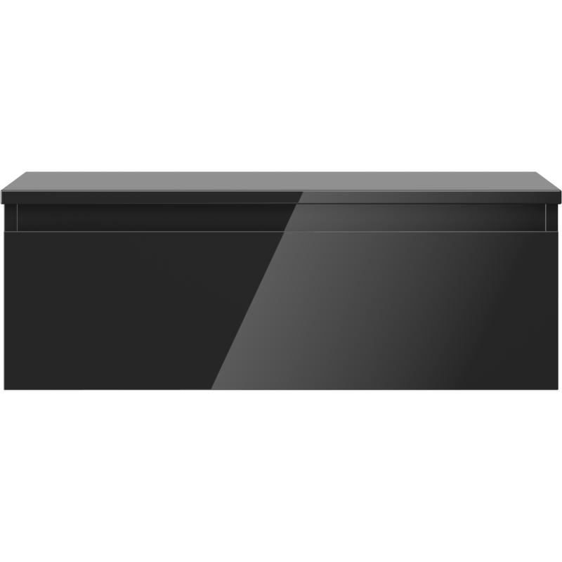Mexen Orio vonios spintelė su stalviršiu, 70 cm, 1 stalčius, juodas blizgus - 91A10-07023-1-BFC70
