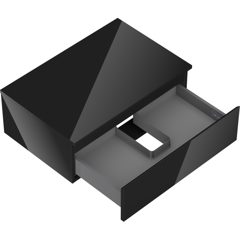Mexen Orio vonios spintelė su stalviršiu, 70 cm, 1 stalčius, juodas blizgus - 91A10-07023-1-BFC70