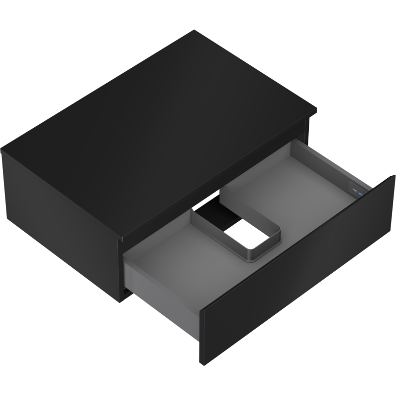 Mexen Orio vonios kambario spintelė po praustuvu 70 cm su stalviršiu, 1 stalčius, juoda matinė - 91A10-07023-1-BFC71