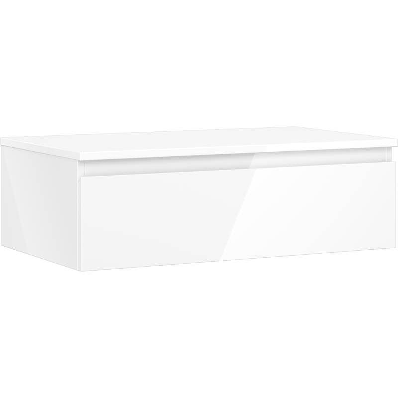 Mexen Orio vonios kriauklės spintelė 80 cm su stalviršiu, 1 stalčius, balta blizgi - 91A10-08023-1-BFC00