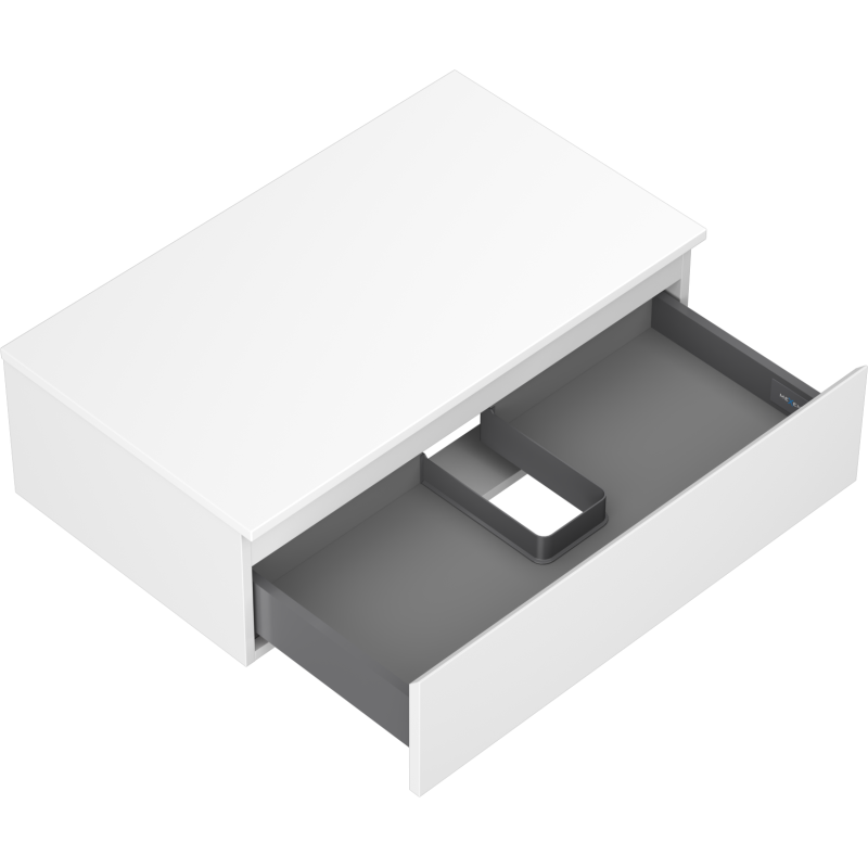 Mexen Orio vonios spintelė po kriaukle 80 cm su stalviršiu, 1 stalčius, balta matinė - 91A10-08023-1-BFC01