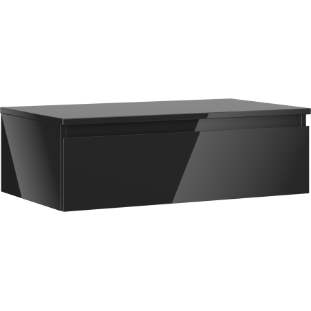 Mexen Orio vonios spintelė po praustuvu 80 cm su stalviršiu, 1 stalčius, juodas blizgesys - 91A10-08023-1-BFC70