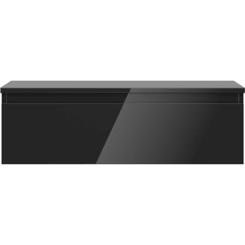 Mexen Orio vonios spintelė po praustuvu 80 cm su stalviršiu, 1 stalčius, juodas blizgesys - 91A10-08023-1-BFC70