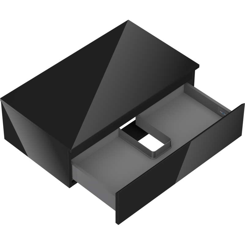 Mexen Orio vonios spintelė po praustuvu 80 cm su stalviršiu, 1 stalčius, juodas blizgesys - 91A10-08023-1-BFC70