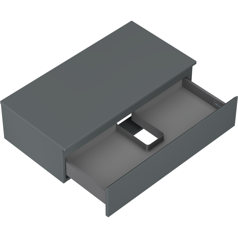 Mexen Orio vonios spintelė po praustuvu 90 cm su stalviršiu, 1 stalčius, grafito matinė - 91A10-09023-1-BFC66