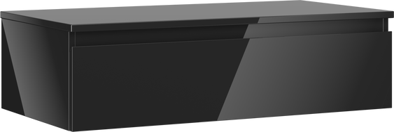 Mexen Orio vonios spintelė po kriaukle 90 cm su stalviršiu, 1 stalčius, juodas blizgesys - 91A10-09023-1-BFC70