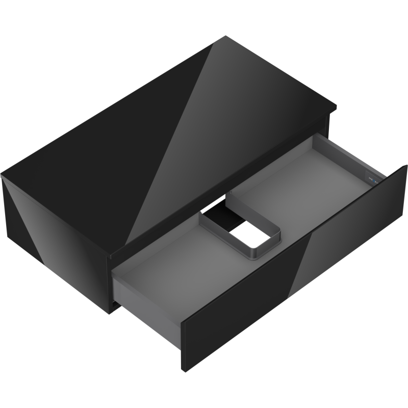 Mexen Orio vonios spintelė po kriaukle 90 cm su stalviršiu, 1 stalčius, juodas blizgesys - 91A10-09023-1-BFC70