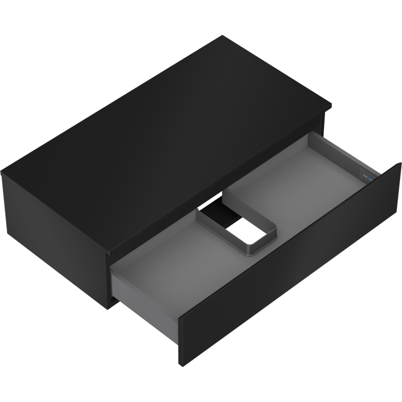 Mexen Orio vonios spintelė po praustuvu 90 cm su stalviršiu, 1 stalčius, juoda matinė - 91A10-09023-1-BFC71