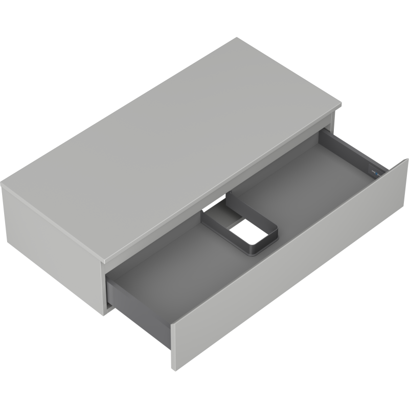 Mexen Orio vonios kambario spintelė po praustuvu 100 cm su stalviršiu, 1 stalčius, pilka matinė - 91A10-10023-1-BFC62