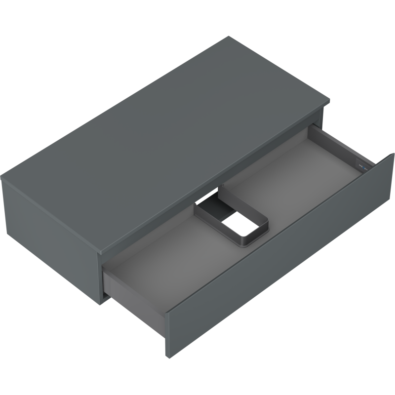 Mexen Orio vonios spintelė po praustuvu 100 cm su stalviršiu, 1 stalčius, matinė grafito - 91A10-10023-1-BFC66