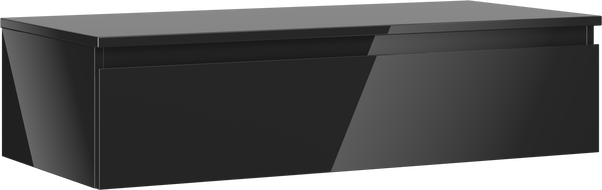 Mexen Orio vonios kambario spintelė su stalviršiu 100 cm, 1 stalčius, juodas blizgesys - 91A10-10023-1-BFC70