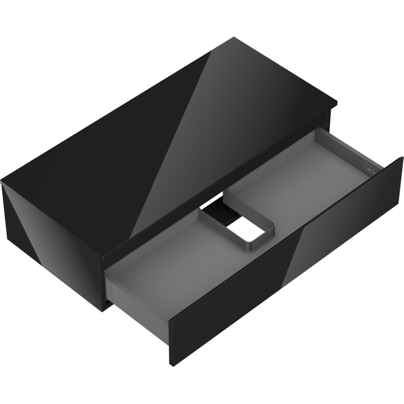 Mexen Orio vonios kambario spintelė su stalviršiu 100 cm, 1 stalčius, juodas blizgesys - 91A10-10023-1-BFC70