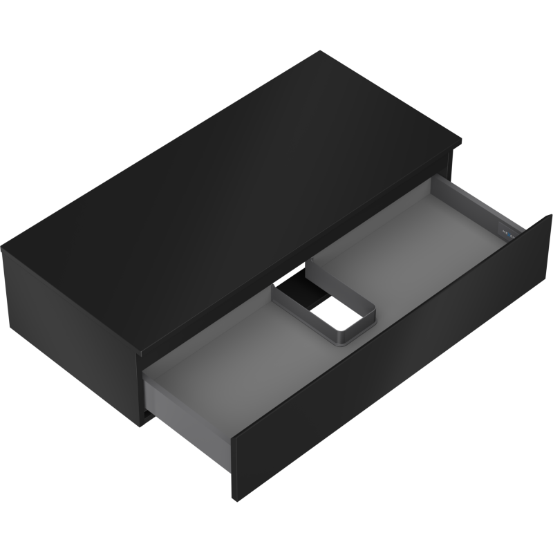 Mexen Orio vonios kambario spintelė po praustuvu 100 cm su stalviršiu, 1 stalčius, juoda matinė - 91A10-10023-1-BFC71