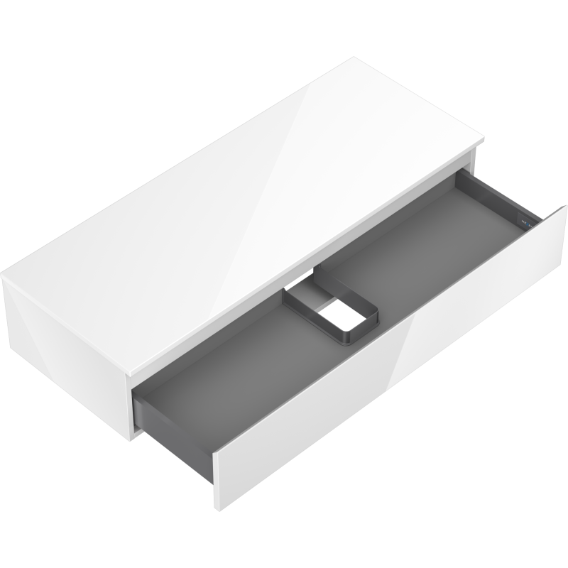 Mexen Orio vonios kambario spintelė po praustuve 120 cm su stalviršiu, 1 stalčius, blizgus baltas - 91A10-12023-1-BFC00
