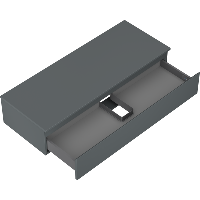 Mexen Orio vonios spintelė po praustuvu 120 cm su stalviršiu, 1 stalčius, matinis grafitas - 91A10-12023-1-BFC66