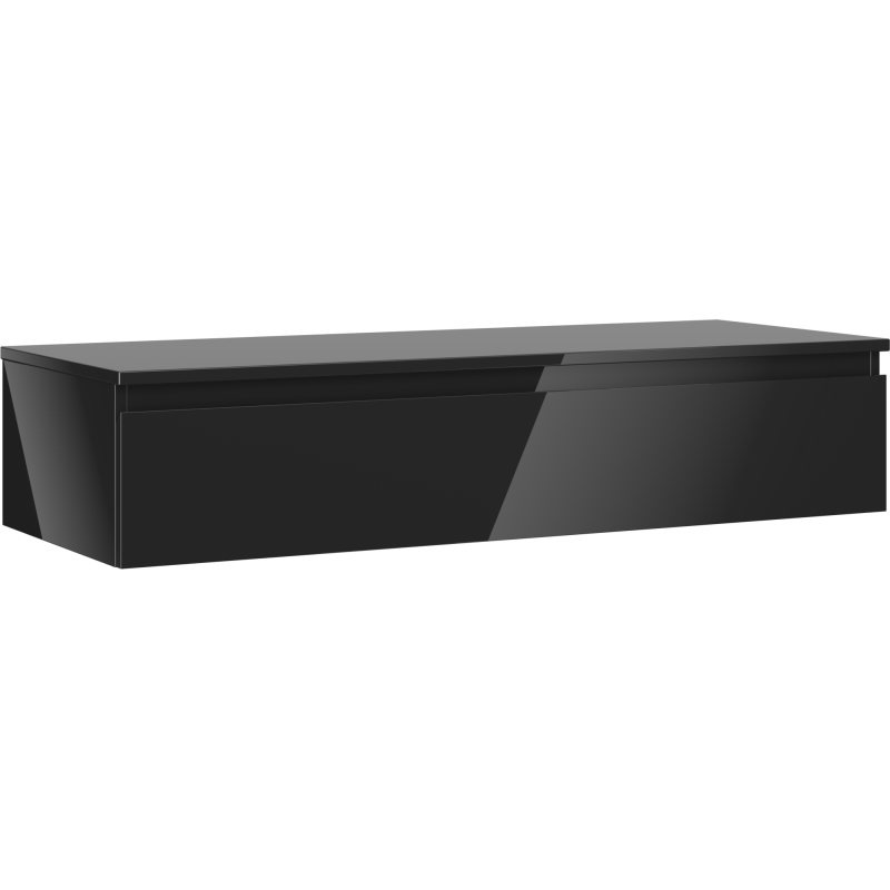 Mexen Orio vonios spintelė po praustuvu 120 cm su stalviršiu, 1 stalčius, juoda blizgi - 91A10-12023-1-BFC70
