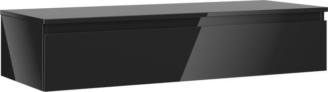 Mexen Orio vonios spintelė po praustuvu 120 cm su stalviršiu, 1 stalčius, juoda blizgi - 91A10-12023-1-BFC70
