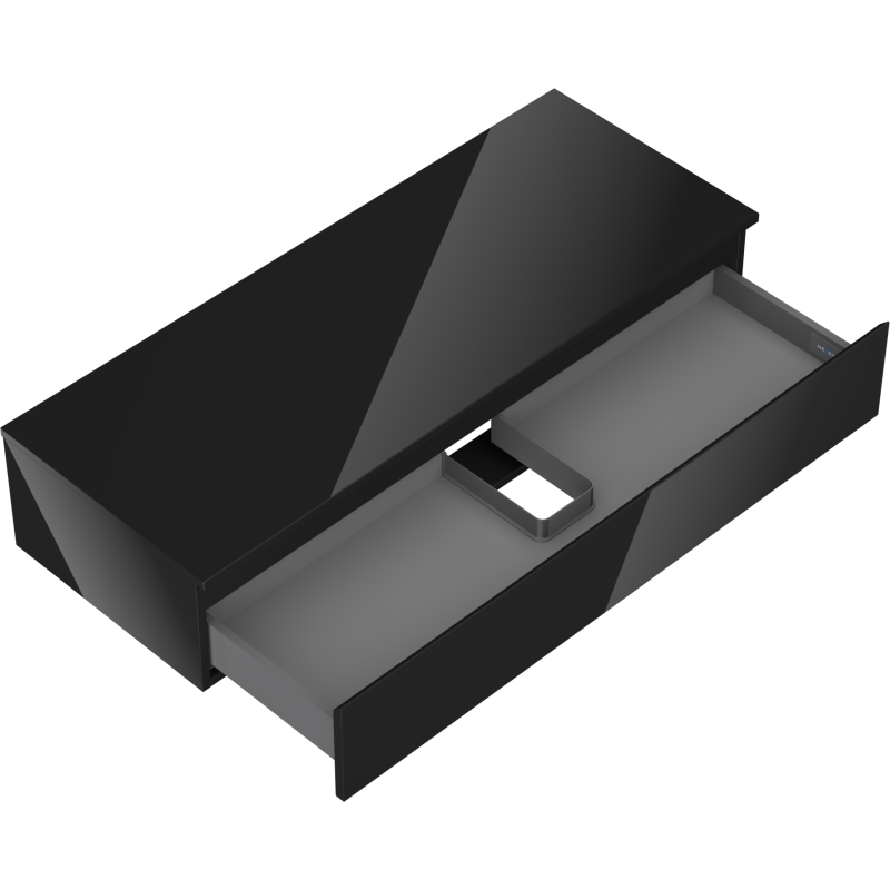 Mexen Orio vonios spintelė po praustuvu 120 cm su stalviršiu, 1 stalčius, juoda blizgi - 91A10-12023-1-BFC70