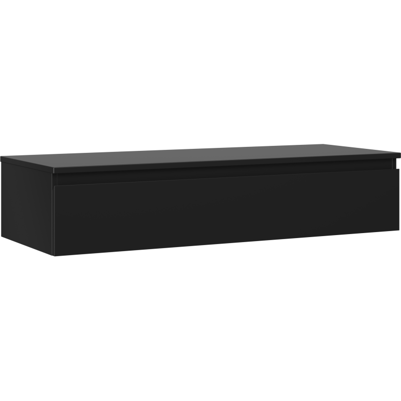 Mexen Orio vonios spintelė po kriaukle 120 cm su stalviršiu, 1 stalčius, juoda matinė - 91A10-12023-1-BFC71