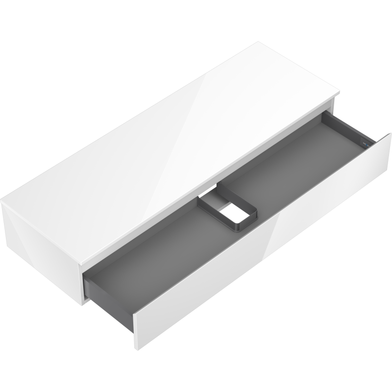 Mexen Orio vonios spintelė po kriaukle 140 cm su stalviršiu, 1 stalčius, blizgi balta - 91A10-14023-1-BFC00