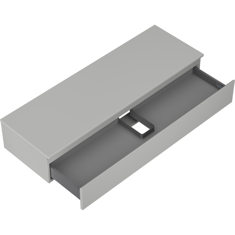 Mexen Orio vonios spintelė po kriaukle 140 cm su stalviršiu, 1 stalčius, pilka matinė - 91A10-14023-1-BFC62
