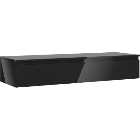 Mexen Orio vonios spintelė po kriaukle 140 cm su stalviršiu, 1 stalčius, juodas blizgesys - 91A10-14023-1-BFC70