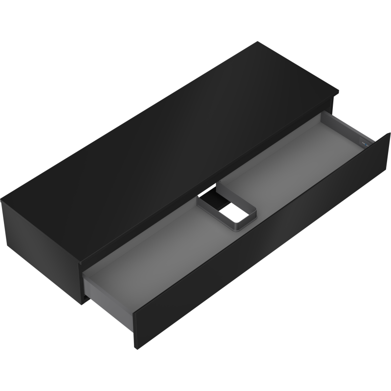 Mexen Orio vonios spintelė po praustuvu 140 cm su stalviršiu, 1 stalčius, juoda matinė - 91A10-14023-1-BFC71