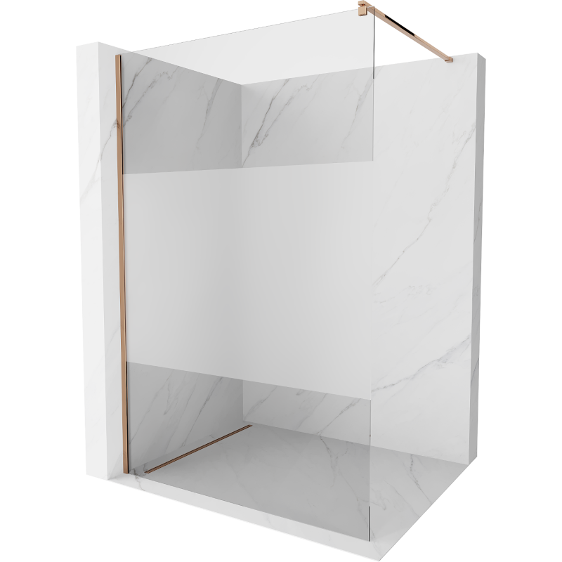 Mexen Kioto dušo sienelė Walk-in 70 x 200 cm, skaidri/matinė 8 mm, rožinis auksas - 800-070-101-60-35